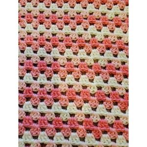 Beautifully Crocheted Pink And White Baby Blanket 33 X 35 OOAK